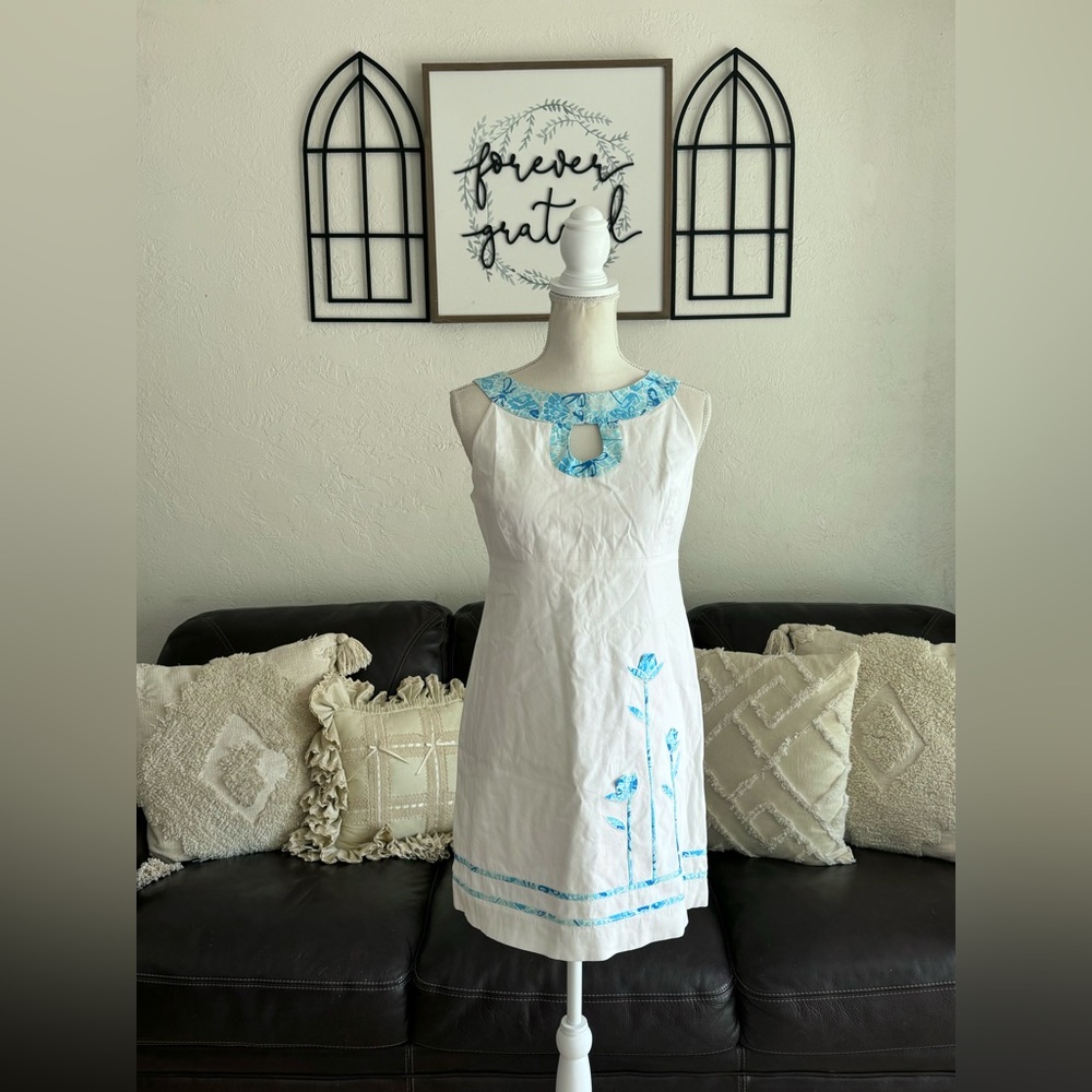 Lilly Pulitzer, White Cotton Tulip Floral Print Dress Size 2 Beach Summer
